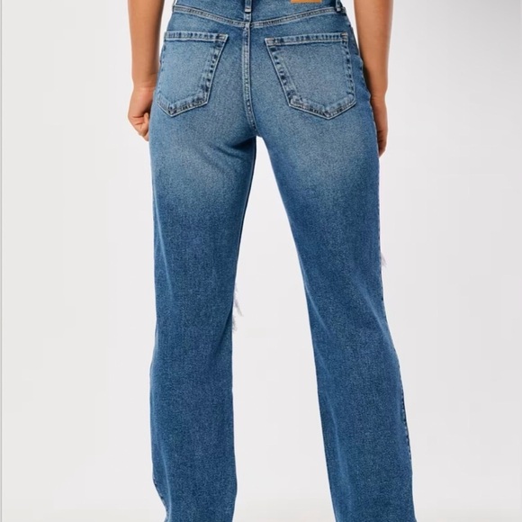 NWT Hollister Medium Denim Ultra High Rise Dad Jeans Stretch Sz 15 Short 32/S - Picture 3 of 4